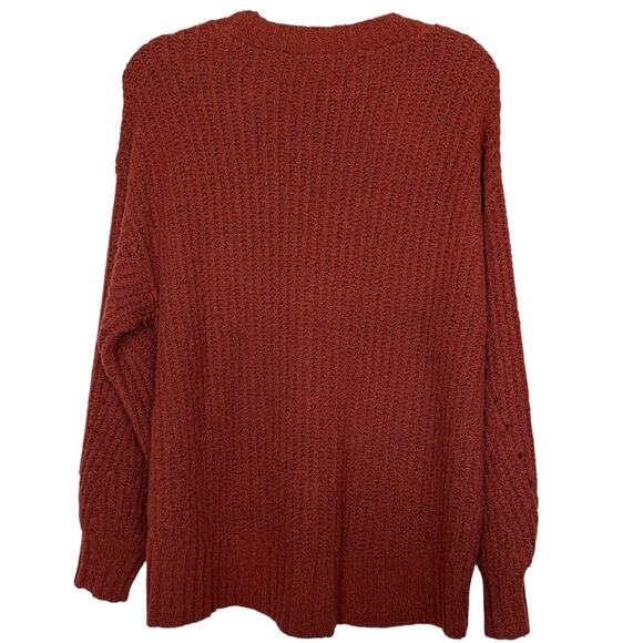 American Eagle oversized boxy button up v-neck rusty brick red sweater Size S - Picture 3 of 9